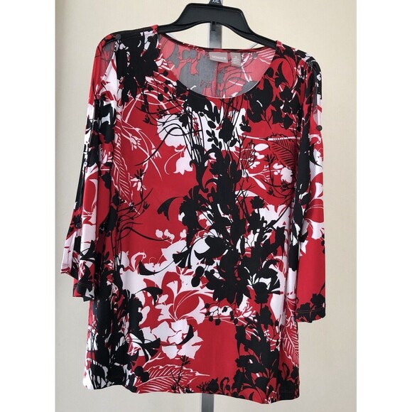 Chico's Womens Tunic Top Size 2 (Large) Open sleeves attached with buttons - Picture 2 of 13